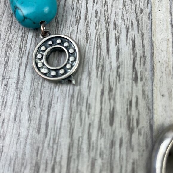Large Turquoise & silver tone Dragonfly pendant and bangle watch.  Lot of 2 - Picture 4 of 10